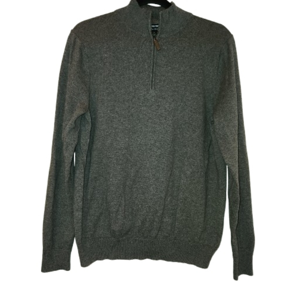 Nordstrom Cotton Cashmere 1/4 Zip Gray Size M Soft Comfortable Casual Minimalist